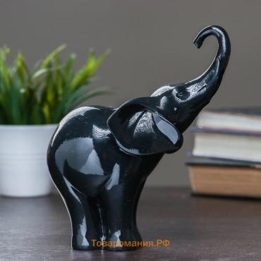 Фигурка полистоун «Слон», чёрный, 16×9×18 см
