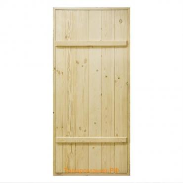 Дверной блок для бани, 170×70см, из сосны, на клиньях, массив, "Добропаровъ"