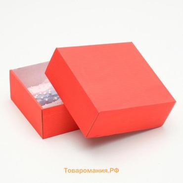 Коробка сборная, крышка - дно, розовый, 14.5×14.5×6 см