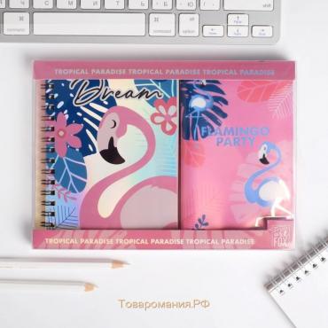 Подарочный набор Flamingo: ежедневник 40л, паспортная обложка