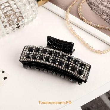 Краб для волос «Томирис», квадратики, 8 см, чёрный