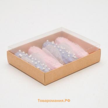 Коробка картонная с прозрачной крышкой, UPAK LAND крафт, 13×16×4 см