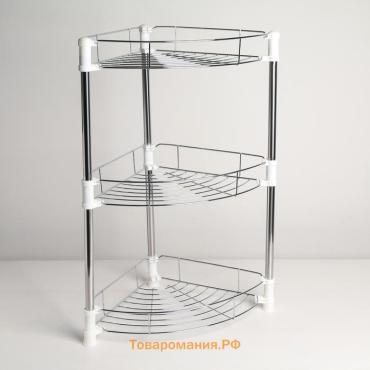 Этажерка настольная угловая 3-х секционная, 38.5×27.5×54.5 см, хром