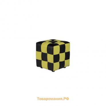 Пуф Кубик-рубик 40х40х45 см Черно-зеленая Экокожа