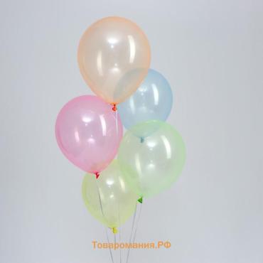 Воздушные шары латексные 12", 5 шт., кристалл, МИКС