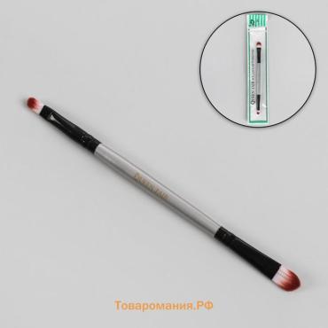 Кисть для макияжа, двусторонняя, 13,5 (± 1) см, цвет серебристый/чёрный