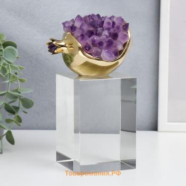 Фигурка настольная «Золотой гранат с аметистом», латунь, кварц, 18×8×8 см