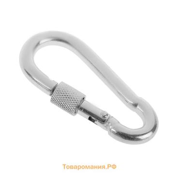 Карабин монтажный с фиксатором ТУНДРА krep, DIN5299D, 8×80 мм, оцинкованный, 1 шт.