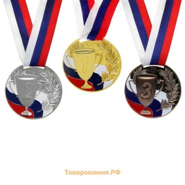 Медаль призовая серебро 013, d=5 см 2 место, с лентой