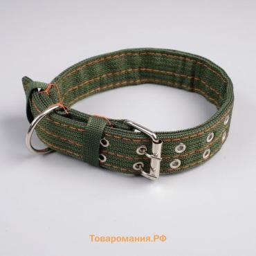 Ошейник четырехслойный, 64 х 4 см, ОШ 50-58 см, полиэстер, зелёный