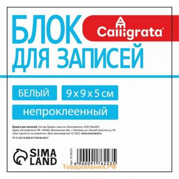 Блок бумаги для записей, 9х9х5, белый, 65 г/м2, белизна 92%, в пластиковом прозрачном боксе