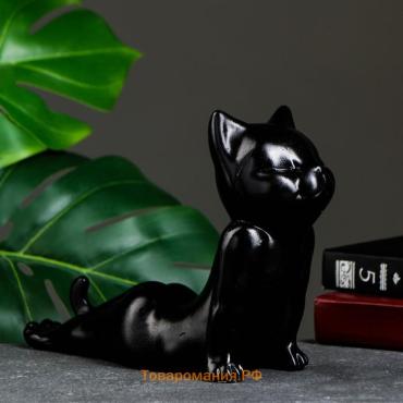 Фигурка «Кот мордой вверх», гипс, чёрный, 17 см