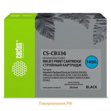 Картридж Cactus CS-CB336 №140XL, для HP DJ D4263/D4363/J5783/J6413/PSC C4273, 29 мл, цвет чёрный