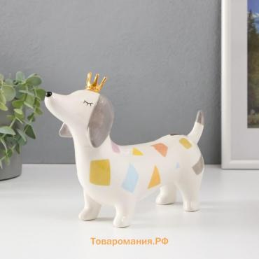 Фигурка керамика «Такса в короне», разноцветные пятна, 23.2×6.2×15.8 см