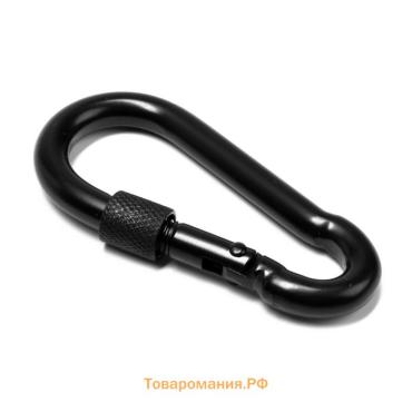 Карабин монтажный с фиксатором ТУНДРА krep, DIN5299D, 8×80 мм, черный, 1 шт.