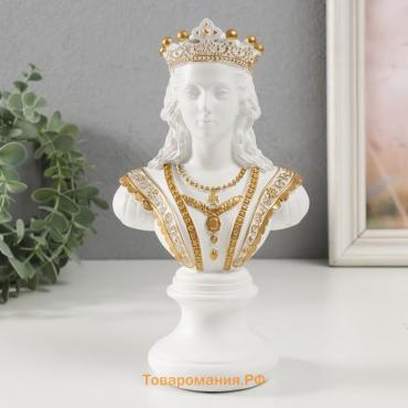 Бюст фигурка полистоун «Королева», белый с золотом, 9×12.5×22 см