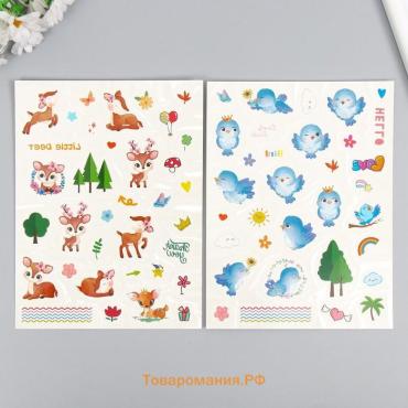 Переводные тату на тело цветные «Птицы. Олешки», 24×14.5 см, МИКС
