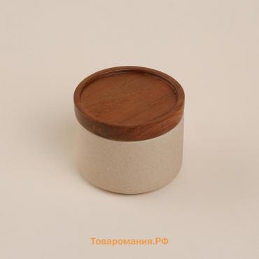 Банка для сыпучих продуктов SL Home «Стоун форест», 220 мл, 8.7×5.7 см, с крышкой, керамика, бежевая
