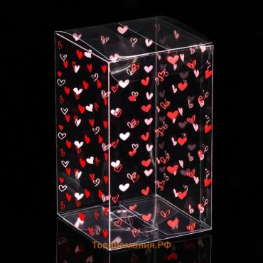 Складная прозрачная коробка из PVC, для упаковки подарков, «Сердца», 6×6×10 см