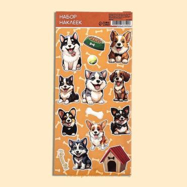 Детские наклейки бумажные 10×22 см, «Собачки»