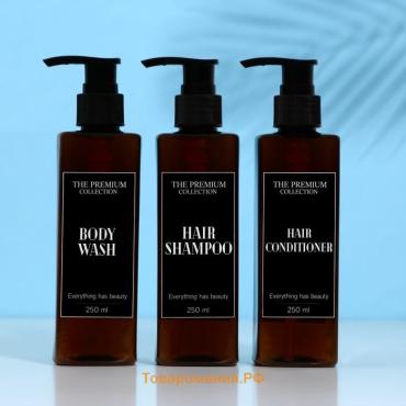 Дозатор для шампуня, кондиционера, гель для душа The premium collection, 250 мл, МИКС